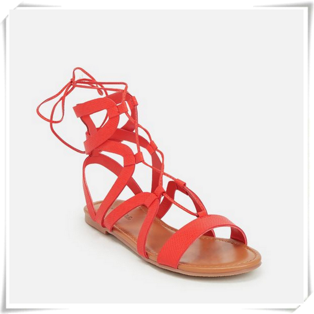 Strappy Gladiator Lace Up Flat Sandalas WIDE Width - Picture 2 of 5